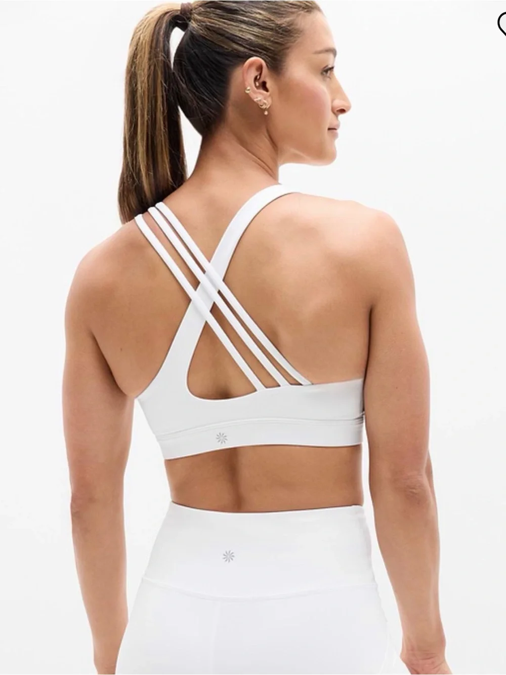 Athleta Train Free A-C White Strappy Crisscross Back Sports Bra